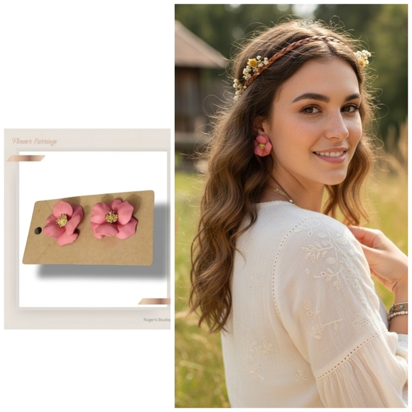 Jewelry - 🌿Gorgeous Women's Flower Earrings Coral Color- Just Beautiful!